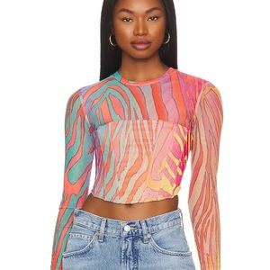 Milano Top in Multi Color Zebra Size Small